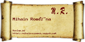 Mihain Romána névjegykártya